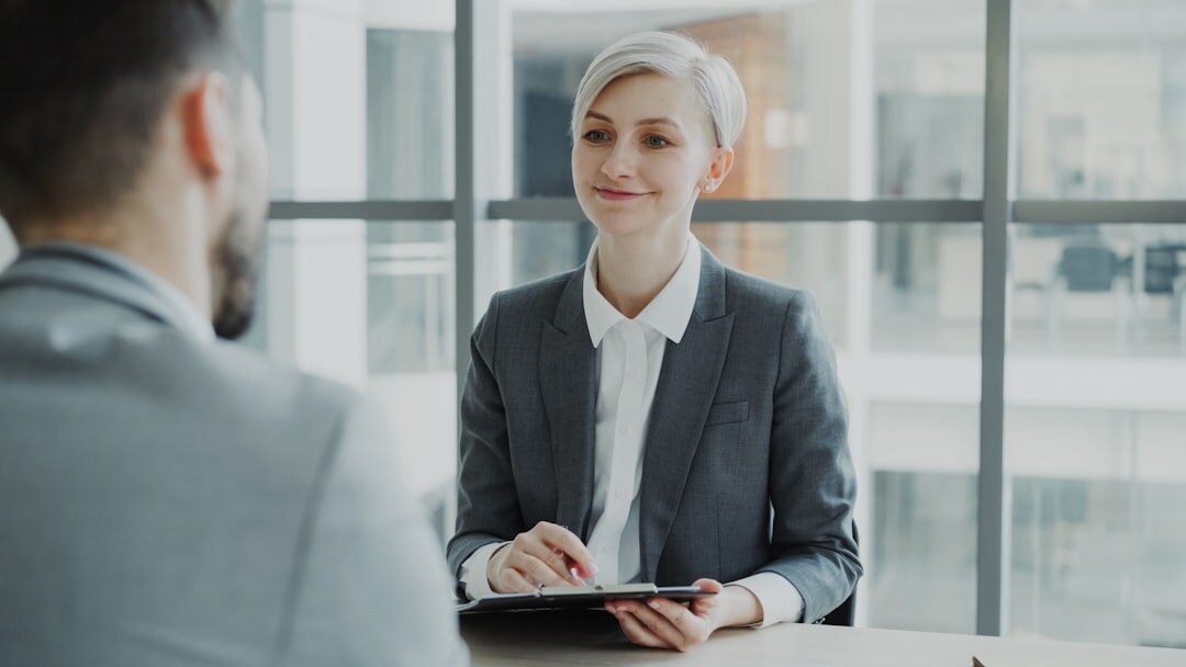 Job interview practice session with two people at a table